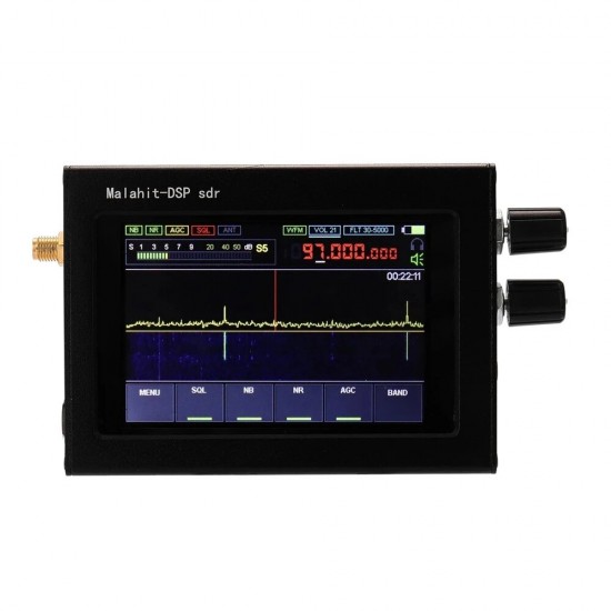 400MHz-2GHz Malachite SDR Radio DSP SDR Receiver 3.5inch Touch Screen AM/SSB/NFM/WFM Analog Modulated