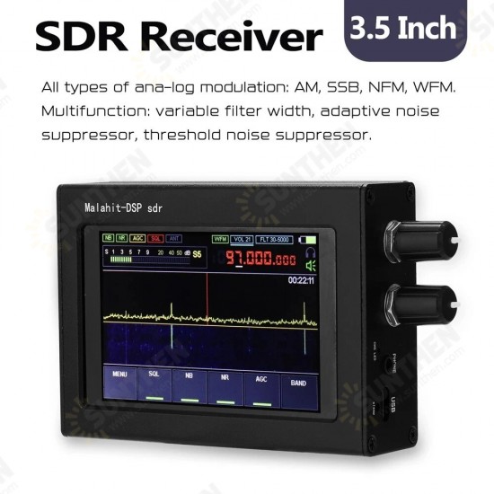 400MHz-2GHz Malachite SDR Radio DSP SDR Receiver 3.5inch Touch Screen AM/SSB/NFM/WFM Analog Modulated