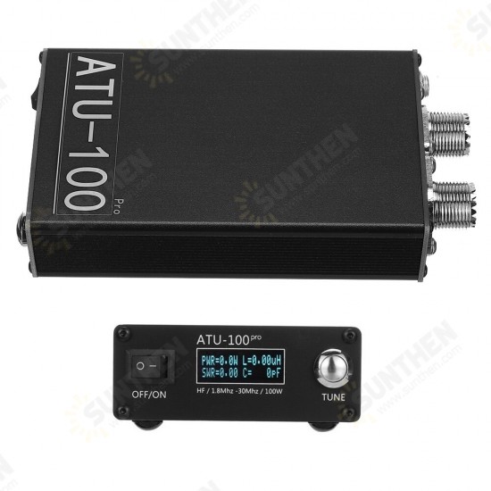 ATU-100 PRO 1.8Mhz-30Mhz OLED Display Automatic Antenna Tuner Built-in Battery for 10W to 100W Shortwave Radio Station