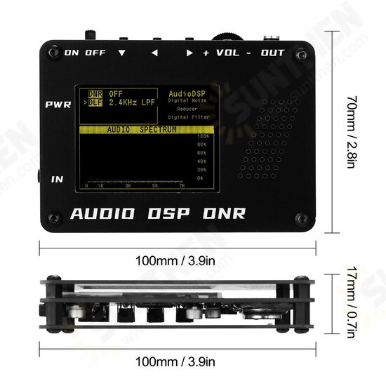 Audio DSP Noise Reducer DNR Digital Filter SSB CW Ham Radio ICO M FT-817 857 897 KX3 FT-818 + Speaker + LED Audio Spectrum