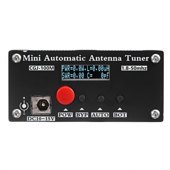 CGJ100M 1.8-50mhz Portable Automatic Antenna Tuner 1-40W USB Rechargeable with 0.91inch OLED Display