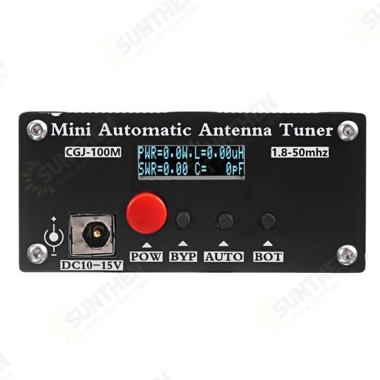 CGJ100M 1.8-50mhz Portable Automatic Antenna Tuner 1-40W USB Rechargeable with 0.91inch OLED Display