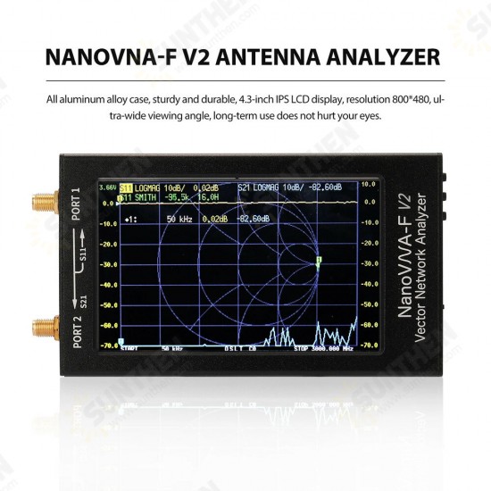 F V2 50kHz-3GHz IPS 4.3Inch LCD Display Vector Network Analyzer S-A-A-2 Antenna Analyzer Short Wave HF VHF UHF