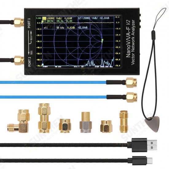 F V2 50kHz-3GHz IPS 4.3Inch LCD Display Vector Network Analyzer S-A-A-2 Antenna Analyzer Short Wave HF VHF UHF