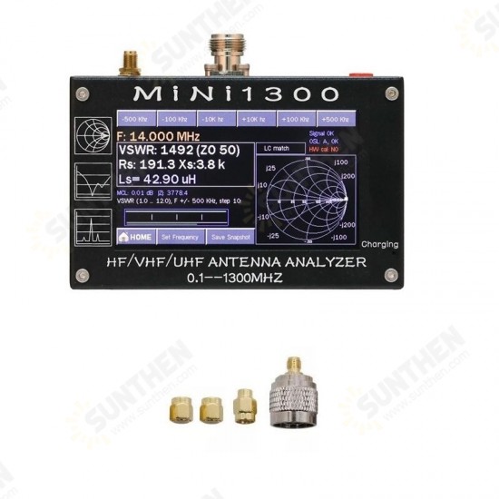 Original MINI1300 Antenna Analyzer with TF Card 4.3 Inch TFT LCD Press 0.1-1300MHz Frequency HF VHF UHF SWR Tester