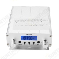 ST-15B 1.5W/15W FM Broadcast Transmitter Stereo PLL FM Radio Broadcast Station with 87MHz-108MHz ST-15B 1.5W/15W FM Broadcast Transmitter Stereo PLL FM Radio Broadcast Station with 87MHz-108MHz