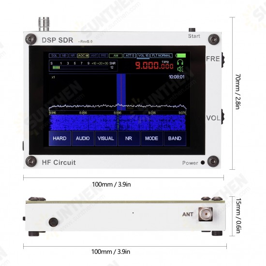 Ultra-thin 50KHz-200MHz Malahit SDR Receiver Malachite DSP Software Defined Radio 3.5inch Display Battery Inside Nice Sound - Black 400MHz~2GHz