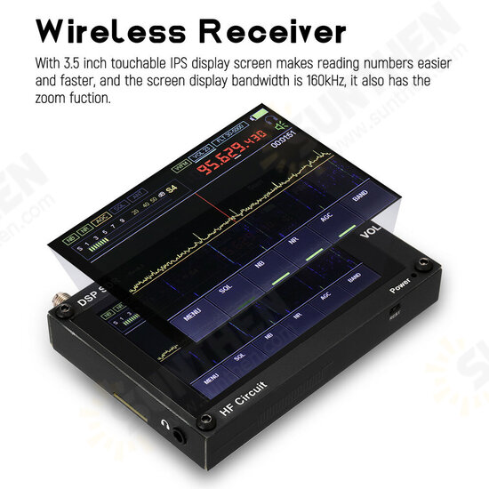 Ultra-thin 50KHz-200MHz Malahit SDR Receiver Malachite DSP Software Defined Radio 3.5inch Display Battery Inside Nice Sound - Black 400MHz~2GHz