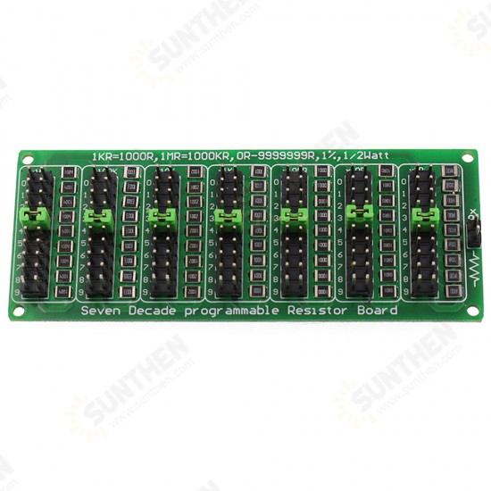 1R-9999999R Programmable Resistance Board Module 1/2W 1% Accuracy 1R Seven Decade Resistor Board