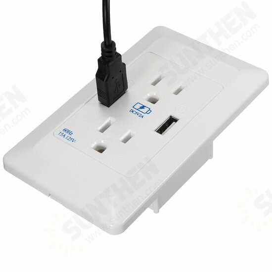 AC Wall Socket Power Adapter Receptacle 2 Port USB Charger Panel Outlet Plate AC Wall Socket Power Adapter Receptacle 2 Port USB Charger Panel Outlet Plate