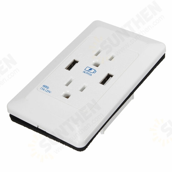 AC Wall Socket Power Adapter Receptacle 2 Port USB Charger Panel Outlet Plate