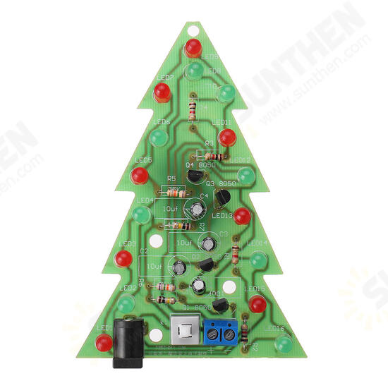 Assembled Christmas Tree 16 LED Color Light Electronic PCB Decoration Tree Children Gift Ordinary Version Power Adapter