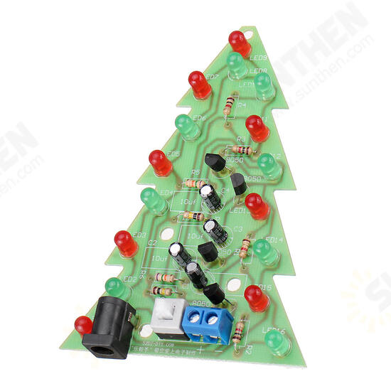 Assembled Christmas Tree 16 LED Color Light Electronic PCB Decoration Tree Children Gift Ordinary Version Power Adapter