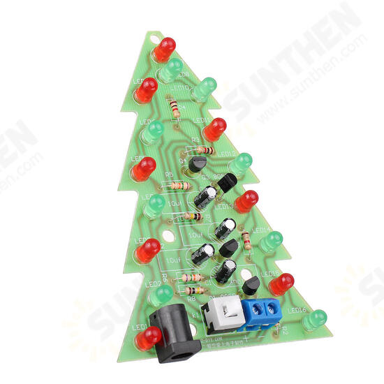 Assembled Christmas Tree 16 LED Color Light Electronic PCB Decoration Tree Children Gift Ordinary Version Power Adapter