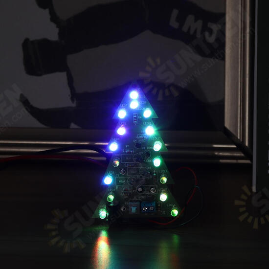 Assembled USB Battery Power Christmas Tree 16 RGB LED Color Light Electronic PCB Decoration Tree Children Gift Ordinary Version