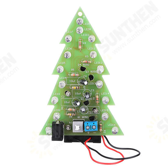 Assembled USB Battery Power Christmas Tree 16 RGB LED Color Light Electronic PCB Decoration Tree Children Gift Ordinary Version