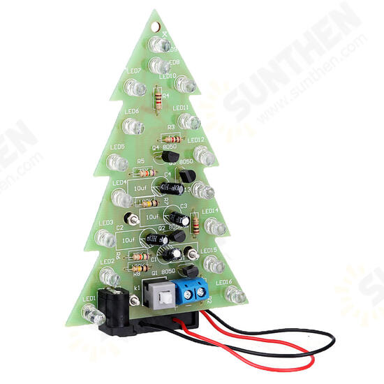 Assembled USB Battery Power Christmas Tree 16 RGB LED Color Light Electronic PCB Decoration Tree Children Gift Ordinary Version