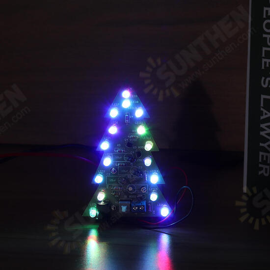 Assembled USB Battery Power Christmas Tree 16 RGB LED Color Light Electronic PCB Decoration Tree Children Gift Ordinary Version