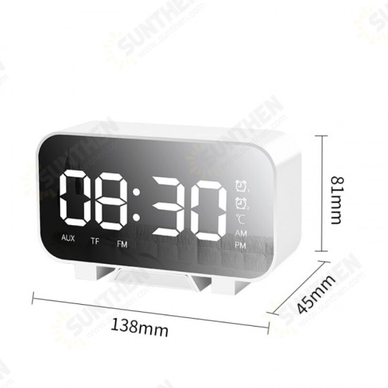 Multifunctional bluetooth 5.1 Subwoofer Speaker with Alarm Clock Mirror Clock Temperature Display Brightness Adjustable