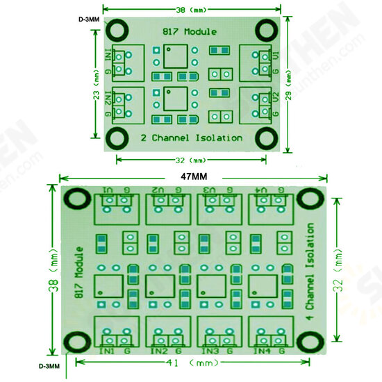 PC817 2-way/4-way Optocoupler Isolation Board Voltage Control Converter Adapter Module Drives Optical Isolation Module