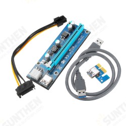 PCI Express PCI-E 1X to 16X Riser Card 6Pin PCIE USB3.0 SATA Expansion Cable for Miner Mining BTC Dedicated Adapter PCI Express PCI-E 1X to 16X Riser Card 6Pin PCIE USB3.0 SATA Expansion Cable for Miner Mining BTC Dedicated Adapter