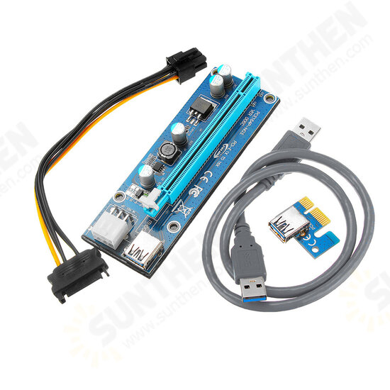 PCI Express PCI-E 1X to 16X Riser Card 6Pin PCIE USB3.0 SATA Expansion Cable for Miner Mining BTC Dedicated Adapter