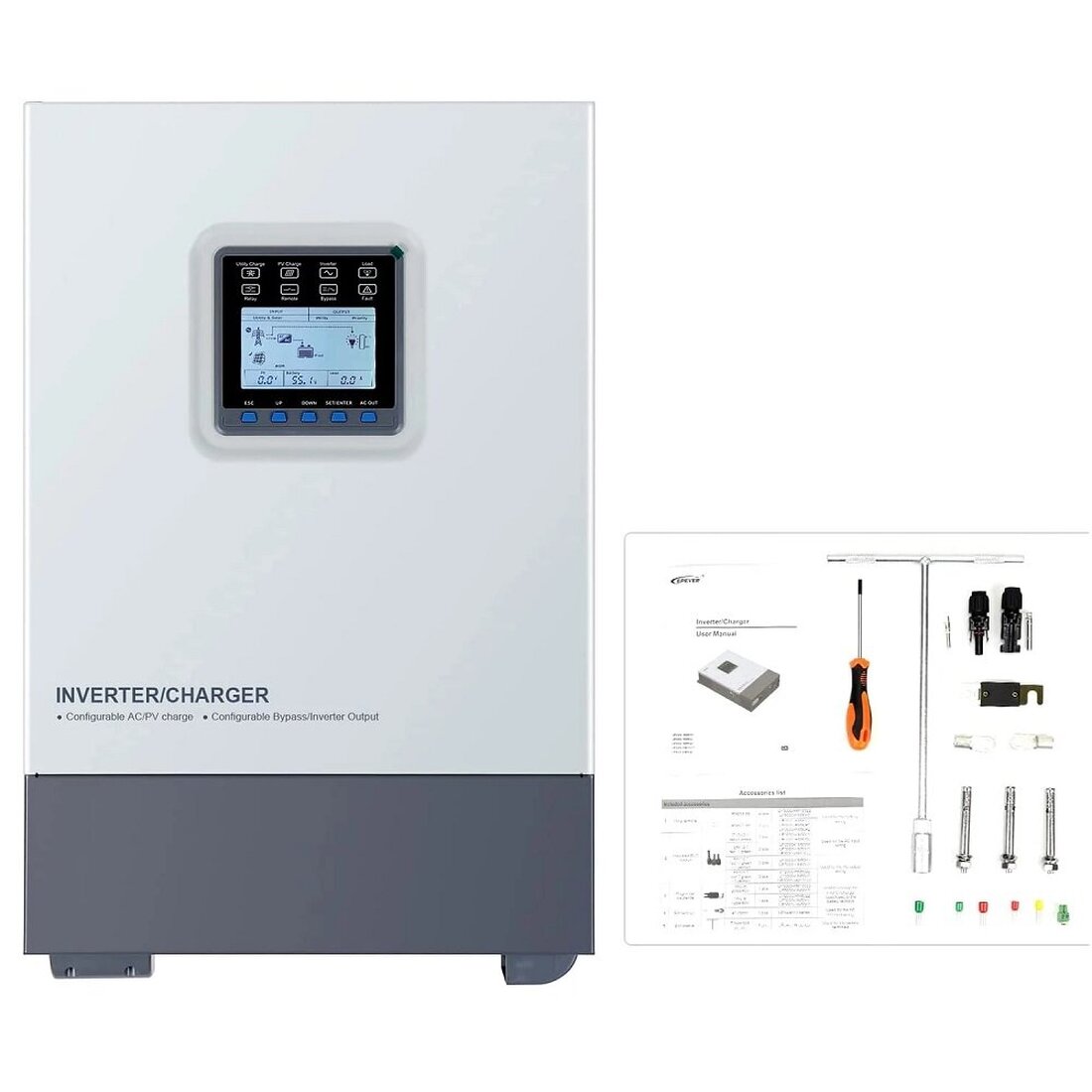 5KW 48V Solar Inverter PV Max 500VDC Pure Sine Wave Inverter with 80A ...