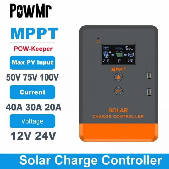 MPPT Solar Charger Controller 40A 30A 20A 12V 24V Solar Panel Controller LCD Display Various Load Control Modes