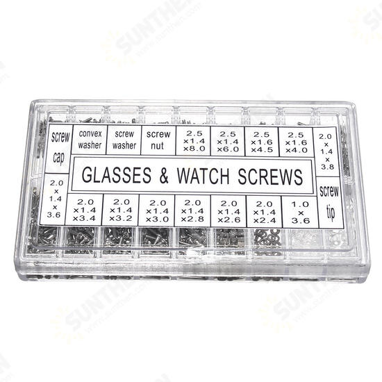 1000Pcs Micro Eyeglass Sunglass Spectacles Tiny Screw Nut Set Repair Kit Tools