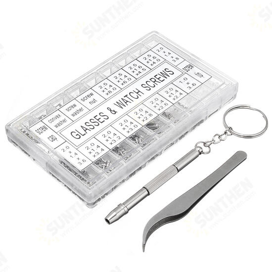 1000Pcs Micro Eyeglass Sunglass Spectacles Tiny Screw Nut Set Repair Kit Tools