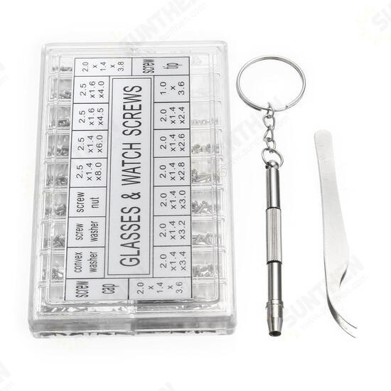 1000Pcs Micro Eyeglass Sunglass Spectacles Tiny Screw Nut Set Repair Kit Tools