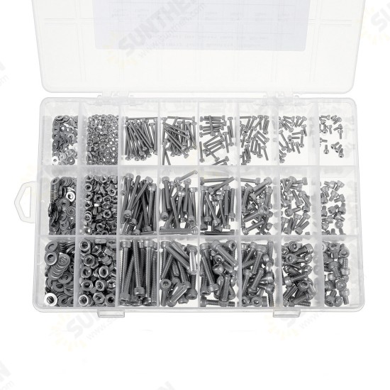 1080PCS/500PCS Stainless Steel Screw Socket Nut Round Head M2 M3 M4 M5 Kit Set