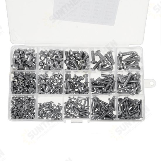 1080PCS/500PCS Stainless Steel Screw Socket Nut Round Head M2 M3 M4 M5 Kit Set