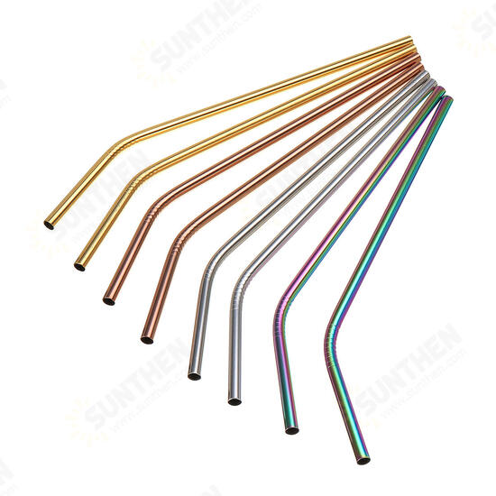 10Pcs Reusable Stainless Steel Straws Multi Colored Metal Straw with Cleaning Brushes