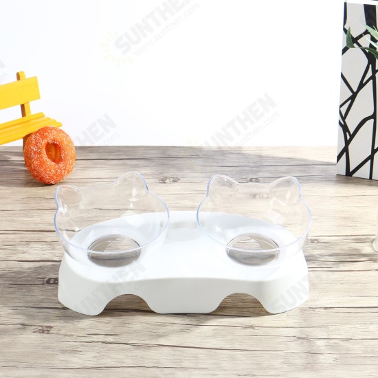 15 Degree Tilt Non-Slip Cat Elevated Bowls Pet Double Bowl for Feeding Container