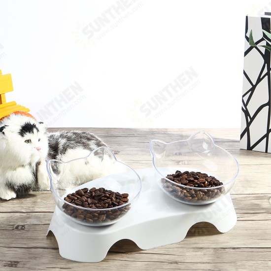 15 Degree Tilt Non-Slip Cat Elevated Bowls Pet Double Bowl for Feeding Container