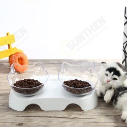 15 Degree Tilt Non-Slip Cat Elevated Bowls Pet Double Bowl for Feeding Container 15 Degree Tilt Non-Slip Cat Elevated Bowls Pet Double Bowl for Feeding Container