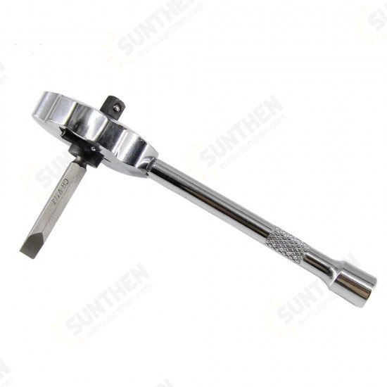 2-in-1 Mini Dual Head 1/4in. Drive Finger Ratchet and Ball Head Extension Bar and Two Screwdriver Bits