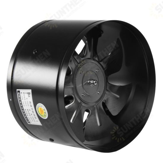 220V 4/6/8/10 Inch Inline Duct Fan Booster Exhaust Blower Air Cooling Vent Black