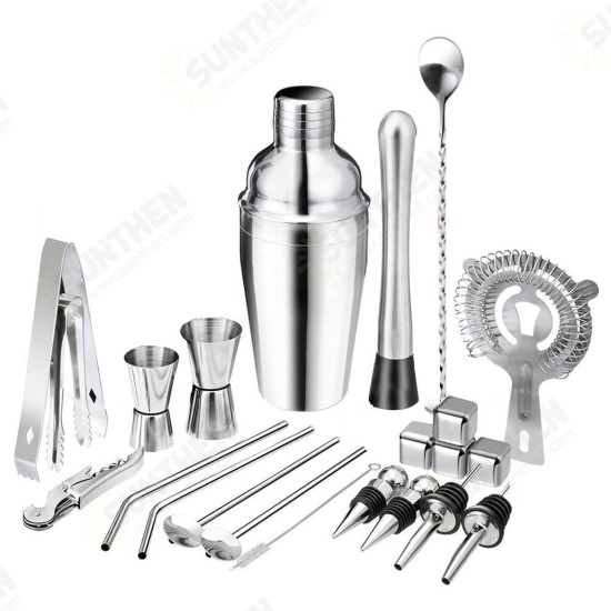 22Pcs Cocktail Shakers Stainless Steel Barware Bar Bartender Tool 550/750ml