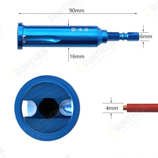 2.5/4mm Square Electrical Cable Stripper 2-5 Holes 1/4'' Hex Shank Quick Wire Stripper Tool for Electrician