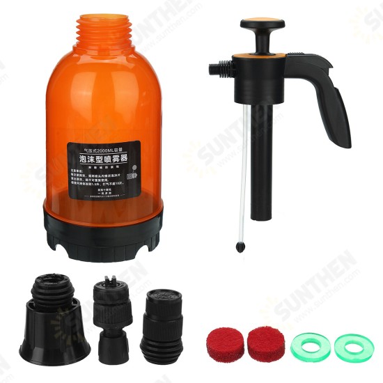 2L Hand Pump Foam Sprayer with 3 Types of Nozzle Hand Pneumatic Foam Snow Foam Car Wash Spray Bottle Car Window Cleaning