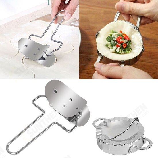 2Pcs Stainless Steel Dumpling Mould Press Meat Pie Pastry Maker Dough Cutter Tool