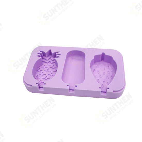 3 Cell DIY Fruit Frozen Ice Cream Cake Mold Juicee Popsicle Maker Ice Lolly Mould