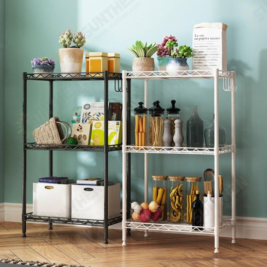 3-Tiers Carbon Steel Kitchen Rack Microwave Oven Storage Shelf Rack Holder Organizer