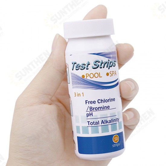 3 in 1 Swimming Pool Test Paper Residual Chlorine PH Value Alkalinity Hardness Test Strip A Bottle Of 50 Hot Tub Water Quality