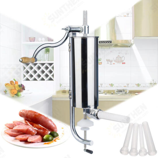 4L 304 Stainless Steel Sausage Stuffer Maker Meat Filler Machine Vertical Speed 4L 304 Stainless Steel Sausage Stuffer Maker Meat Filler Machine Vertical Speed