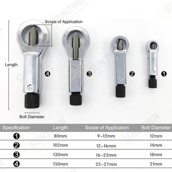 4PCS Set 9-27mm Heavy-Duty Nuts Splitter Tools Set Nut Breaker Tool Durable Portable Manual Remover Extractor Hand Splitting Tool