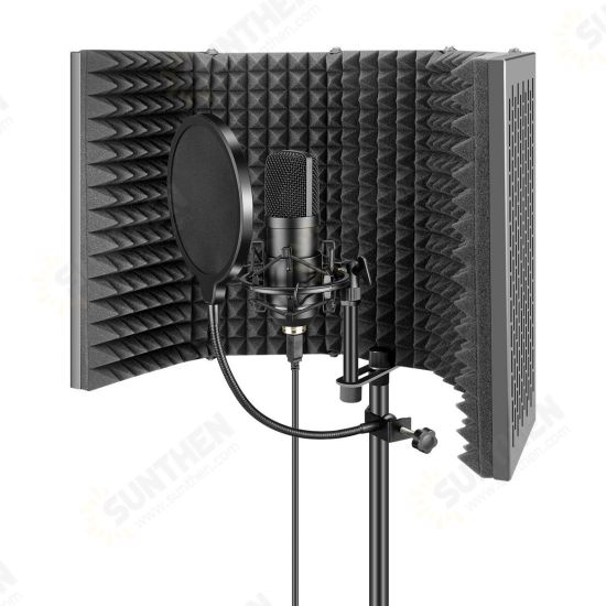 5 Plate Folding Recording Microphone Wind Screen Soundproof Insolation Shield