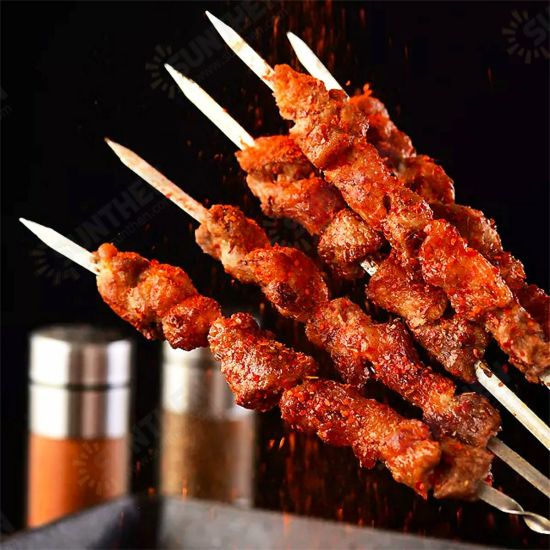 50PCS 30cm Stainless Steel BBQ Skewers Grill Roasting Meat Kebab Sticks Set